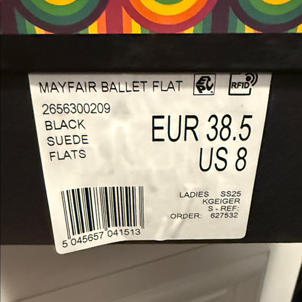 Kurt Geiger Black Suede Ballet Flats